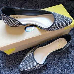 Mix No. 6 black glitter-stud flats